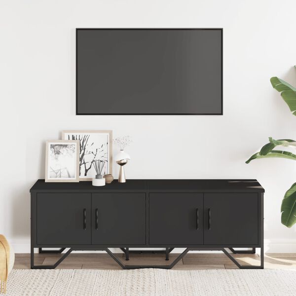 vidaXL Meuble TV noir 122x34x41 cm bois d'ing&eacute;nierie