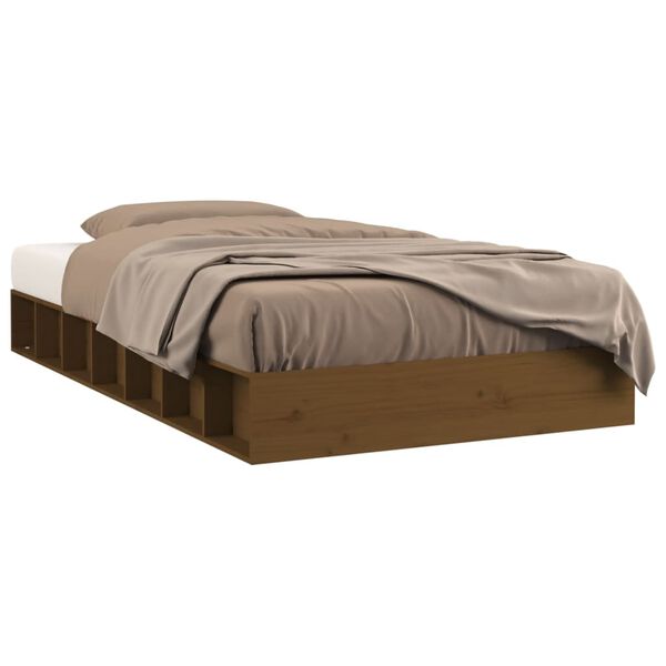 vidaXL Cadre de lit sans matelas marron miel 75x190 cm bois massif