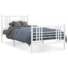 vidaXL Cadre de lit m&eacute;tal sans matelas avec pied de lit blanc 90x190cm