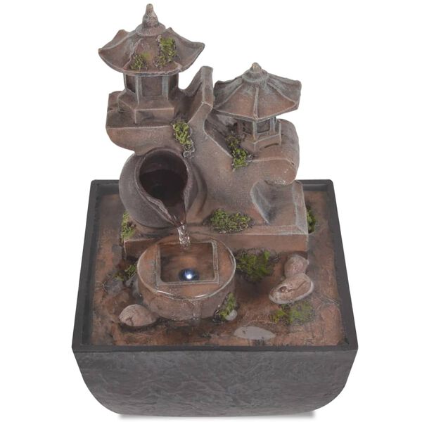 vidaXL Fontaine d'int&eacute;rieur avec lampe LED Polyr&eacute;sine