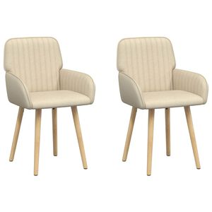 vidaXL Chaises de salle &agrave; manger 2 pc Tissu Cr&egrave;me 56,5 x 50 x 87,5 cm