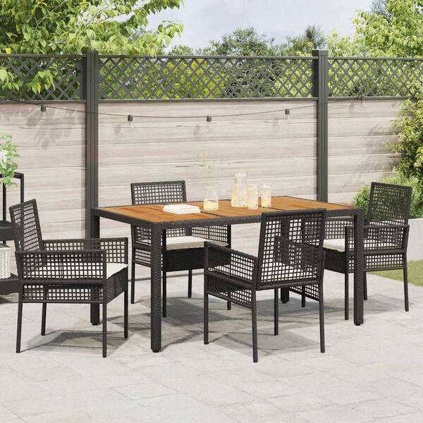 vidaXL Ensemble de salle &agrave; manger pour jardin 5 pcs Noir polyrotin