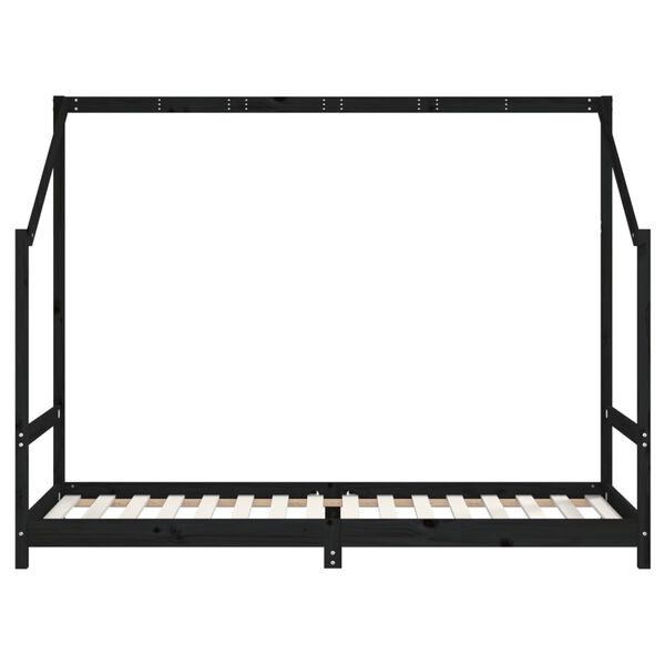 vidaXL Cadre de lit pour enfants noir 90x200 cm bois de pin massif