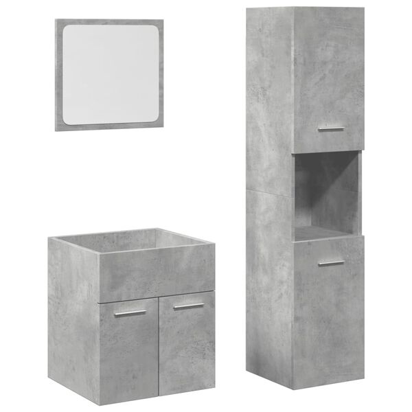 vidaXL Ensemble de meubles de salle de bain 3 pcs gris b&eacute;ton