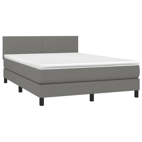 vidaXL Sommier &agrave; lattes de lit avec matelas Gris fonc&eacute; 140x200cm Tissu