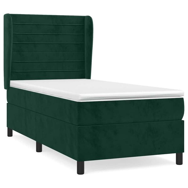 vidaXL Sommier &agrave; lattes de lit avec matelas Vert fonc&eacute; 90x190 cm