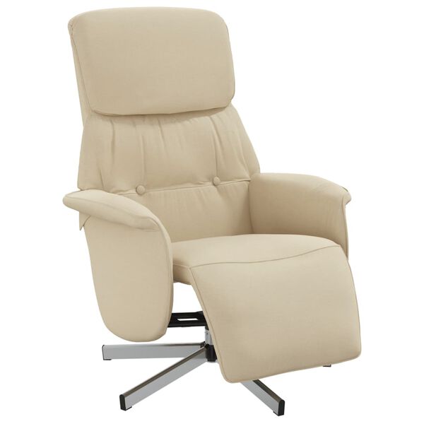 vidaXL Fauteuil inclinable avec repose-pied cr&egrave;me tissu