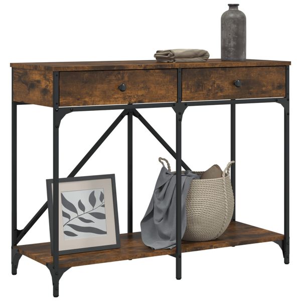 vidaXL Table console ch&ecirc;ne fum&eacute; 100x39x78,5 cm bois d'ing&eacute;nierie