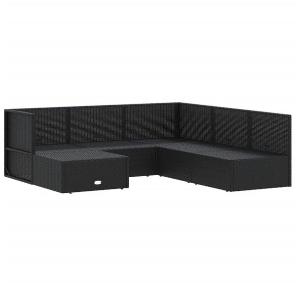 vidaXL Salon de jardin 6 pcs avec coussins Noir R&eacute;sine tress&eacute;e
