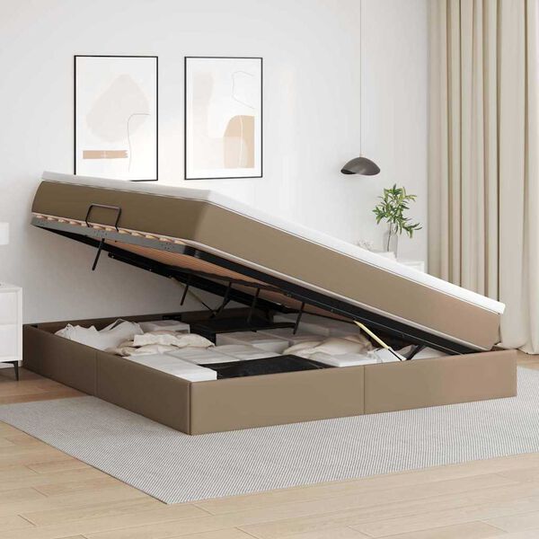 vidaXL Lit avec rangement et matelas Cappuccino 180 x 200 cm