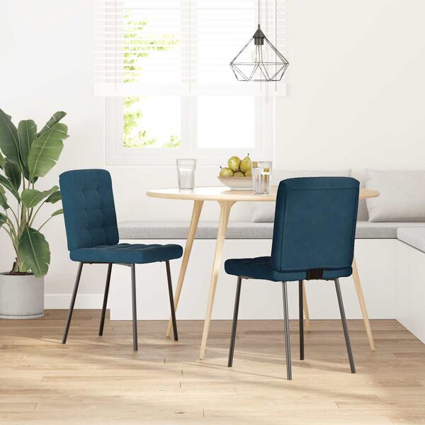 vidaXL Chaises &agrave; manger lot de 2 Bleu Velours