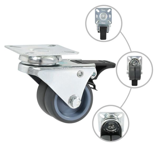 vidaXL 24 pcs Roulettes pivotantes doubles 50 mm