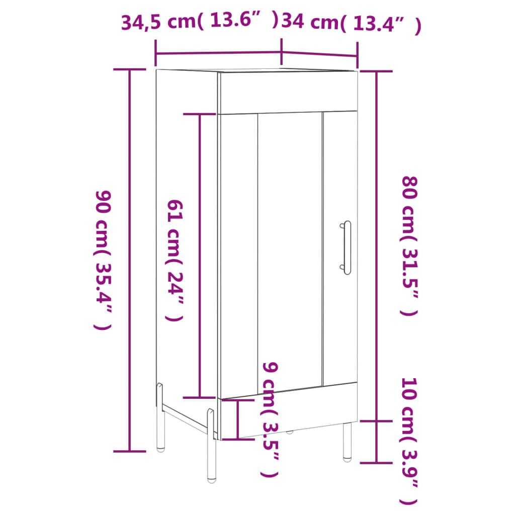 vidaXL Buffet Chêne sonoma 34,5x34x90 cm Bois d'ingénierie