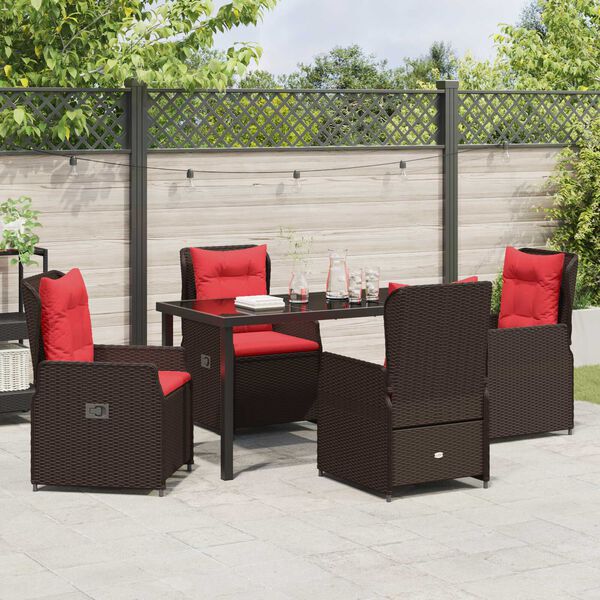 vidaXL Ensemble de salle &agrave; manger pour jardin 5 pcs Marron Poly rotin