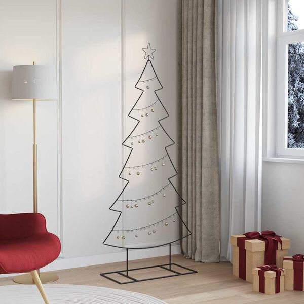 vidaXL Arbre de Noël en métal avec support Noir 180 cm Acier