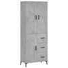 vidaXL Buffet haut Gris béton 69,5x34x180 cm Bois d'ingénierie