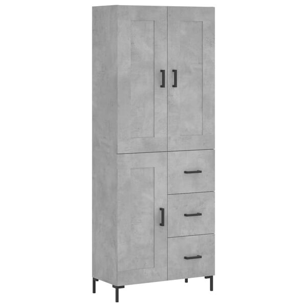vidaXL Buffet haut Gris béton 69,5x34x180 cm Bois d'ingénierie