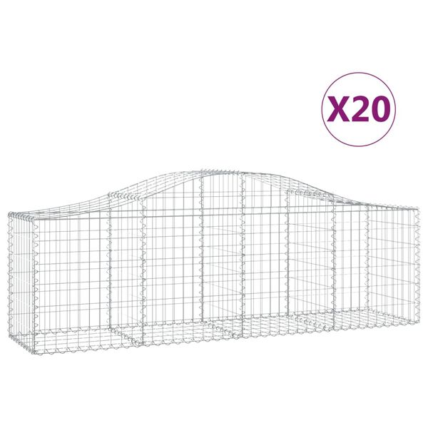 vidaXL Paniers à gabions arqués 20 pcs 200x50x60/80 cm fer galvanisé