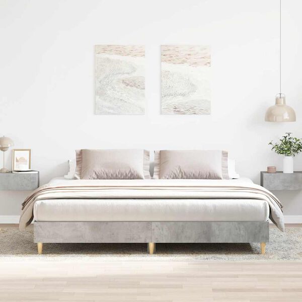 vidaXL Cadre de lit sans matelas gris b&eacute;ton 160x200 cm bois ing&eacute;nierie