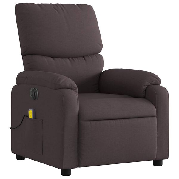 vidaXL Fauteuil de massage inclinable &eacute;lectrique Marron fonc&eacute; Tissu