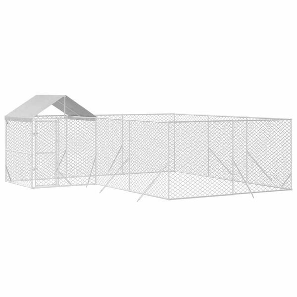 vidaXL Chenil d'ext&eacute;rieur pour chiens avec toit argent&eacute; 6x6x2,5 m