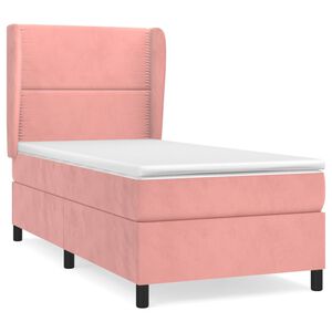 vidaXL Sommier &agrave; lattes de lit avec matelas Rose 90x190 cm Velours