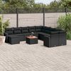 vidaXL Salon de jardin 12 pcs avec coussins noir r&eacute;sine tress&eacute;e