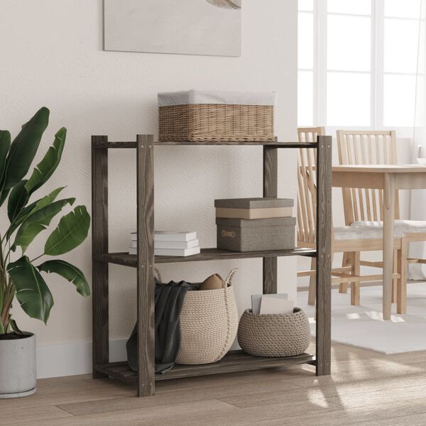 vidaXL Support de rangement &agrave; 3 niveaux gris 80x38x90 cm bois de pin