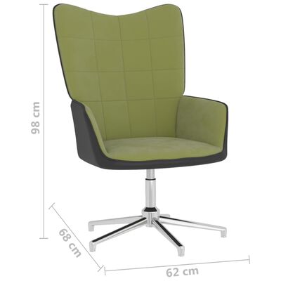 vidaXL Chaise de relaxation avec repose-pied Vert clair Velours et PVC