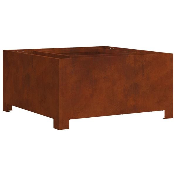 vidaXL Foyer de chemin&eacute;e Marron 60 x 60 x 30 cm Acier patin&eacute;