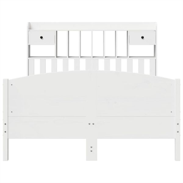 vidaXL Lit biblioth&egrave;que sans matelas blanc 140x190 cm bois pin massif