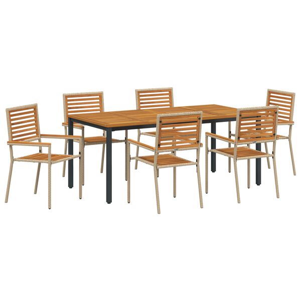 vidaXL Ensemble de salle &agrave; manger pour jardin 7 pcs Beige et Marron