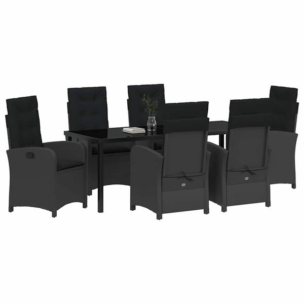 vidaXL Ensemble de salle &agrave; manger pour jardin 7 pcs Noir polyrotin