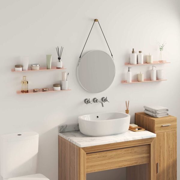 vidaXL &Eacute;tag&egrave;re flottante 4 pcs Rose 60 x 9 x 2,5 cm Acier