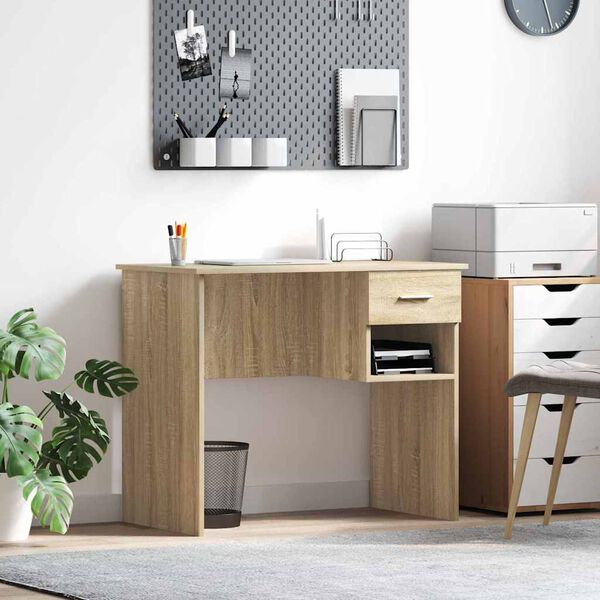 vidaXL Bureau Ch&ecirc;ne Sonoma 90 x 49 x 75 cm Bois d'ing&eacute;nierie