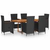 vidaXL Ensemble &agrave; manger de jardin 7 pcs R&eacute;sine tress&eacute;e Noir
