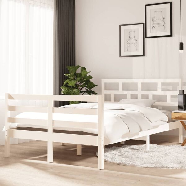vidaXL Cadre de lit sans matelas blanc bois massif 120x200 cm