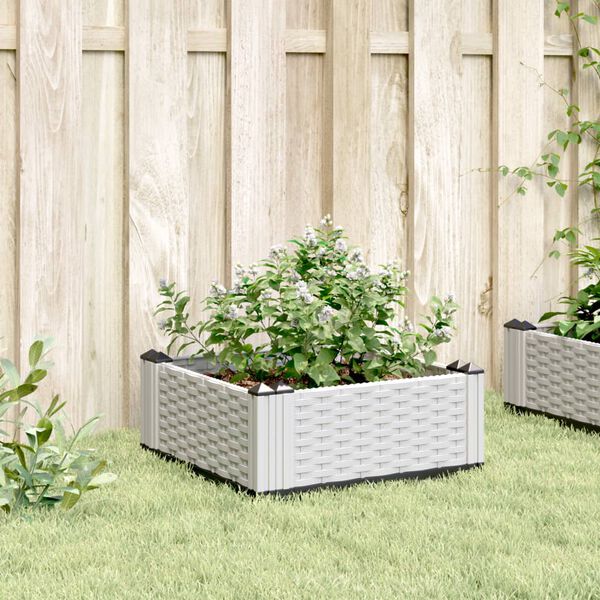 vidaXL Jardinière avec piquets blanc 42,5x42,5x28,5 cm PP