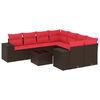 vidaXL Ensemble de canap&eacute; de jardin 9 pcs avec coussins marron r&eacute;sine tress&eacute;e