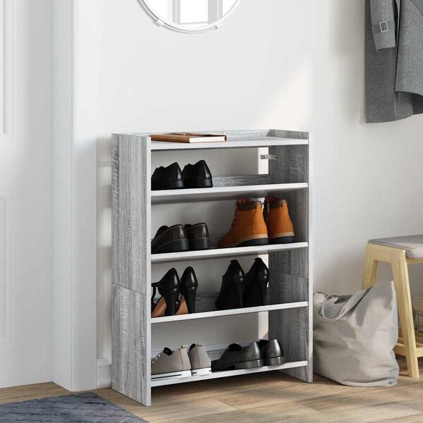 vidaXL Étagère à chaussures sonoma gris 60x25x81 cm bois d'ingénierie