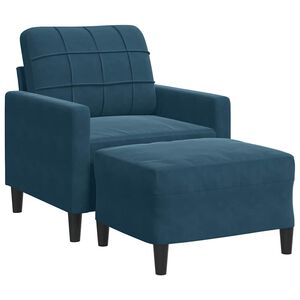 vidaXL Fauteuil avec repose-pied Bleu 60 cm Velours