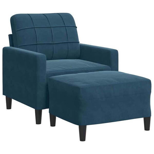 vidaXL Fauteuil avec repose-pied Bleu 60 cm Velours
