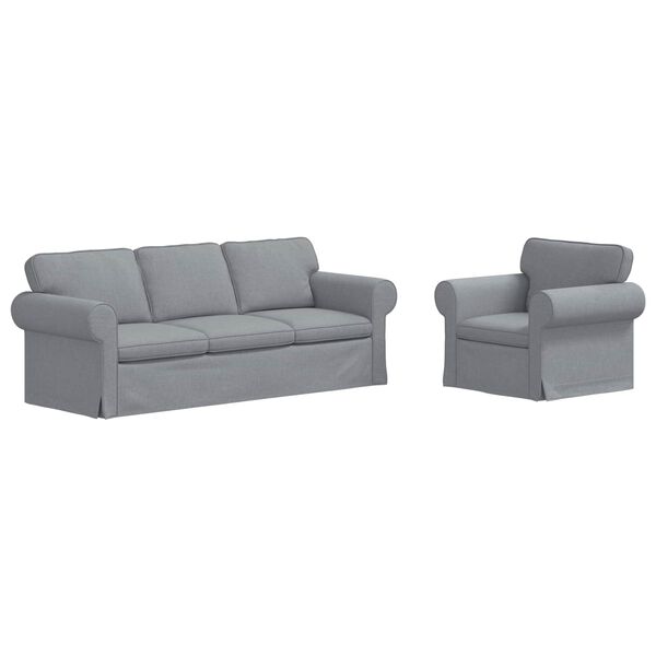 vidaXL Canap&eacute; 2 pcs Gris clair 215 x 82 x 80 cm tissu