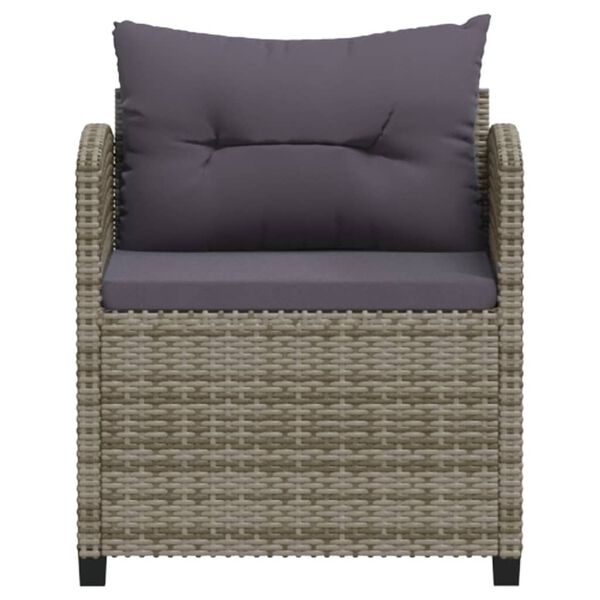 vidaXL Salon de jardin 3 pcs avec coussins R&eacute;sine tress&eacute;e Gris