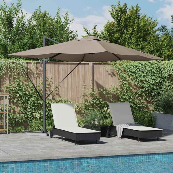 vidaXL Parasol Taupe 352 x 251 x 265 cm Polyester et Aluminium