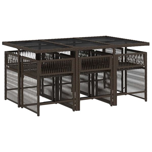 vidaXL Ensemble &agrave; manger de jardin et coussins 7 pcs marron rotin