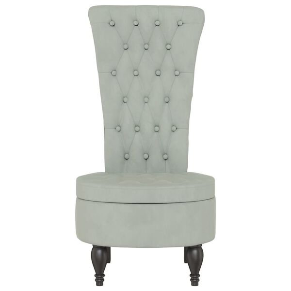 vidaXL Chaise &agrave; dossier haut gris clair velours conception de bouton