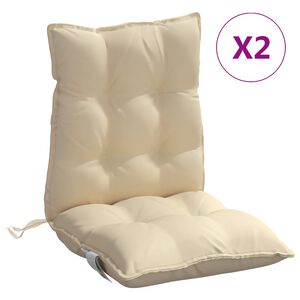 vidaXL Coussins de chaise &agrave; dossier bas lot de 2 beige tissu oxford
