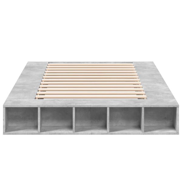 vidaXL Cadre de lit sans matelas gris béton 135x190 cm