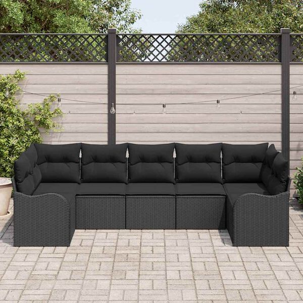 vidaXL Ensemble de canap&eacute; de jardin Noir polyrotin